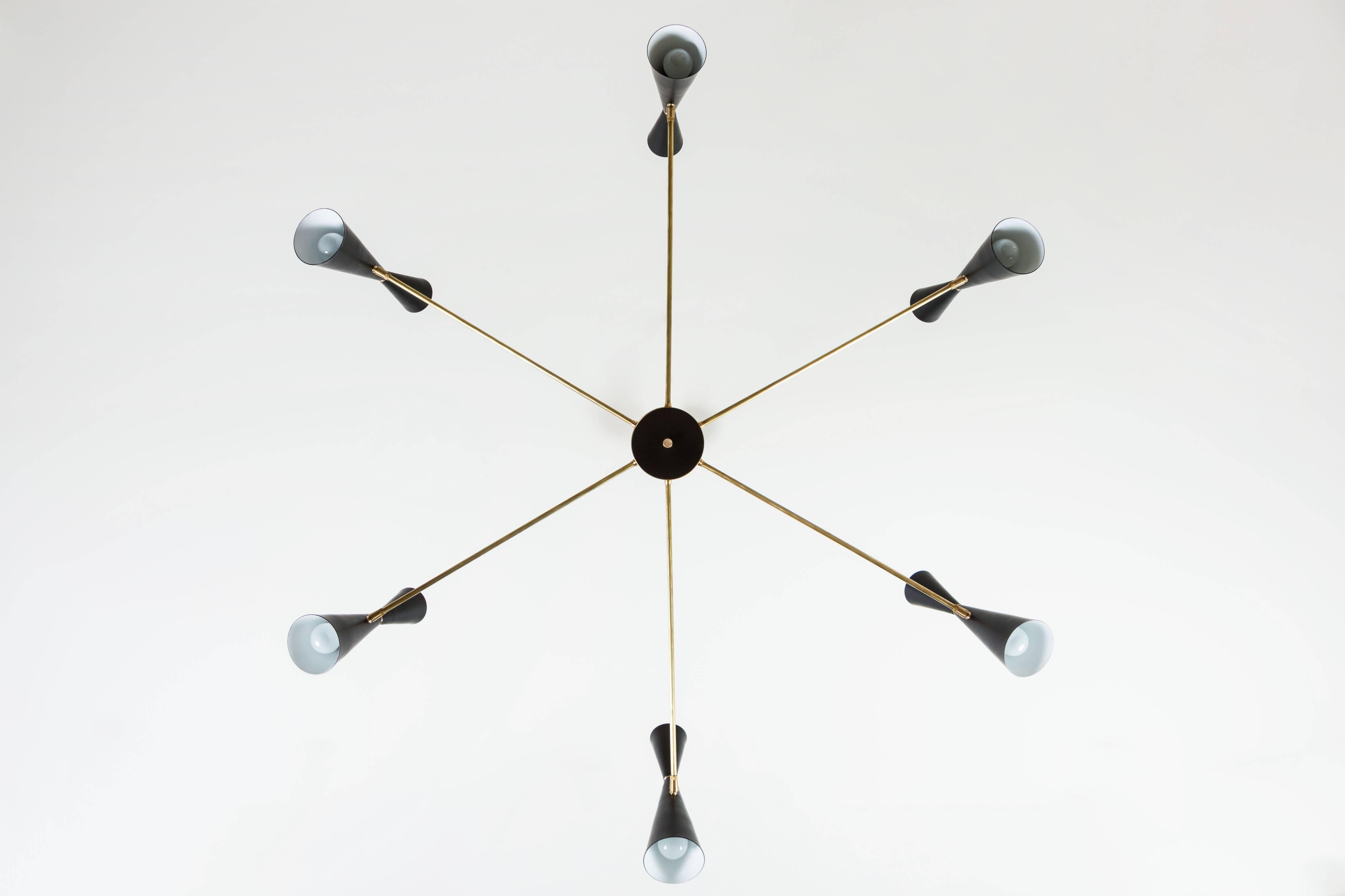 Brushed Black and Brass Radial Chandelier by Lawson-Fenning