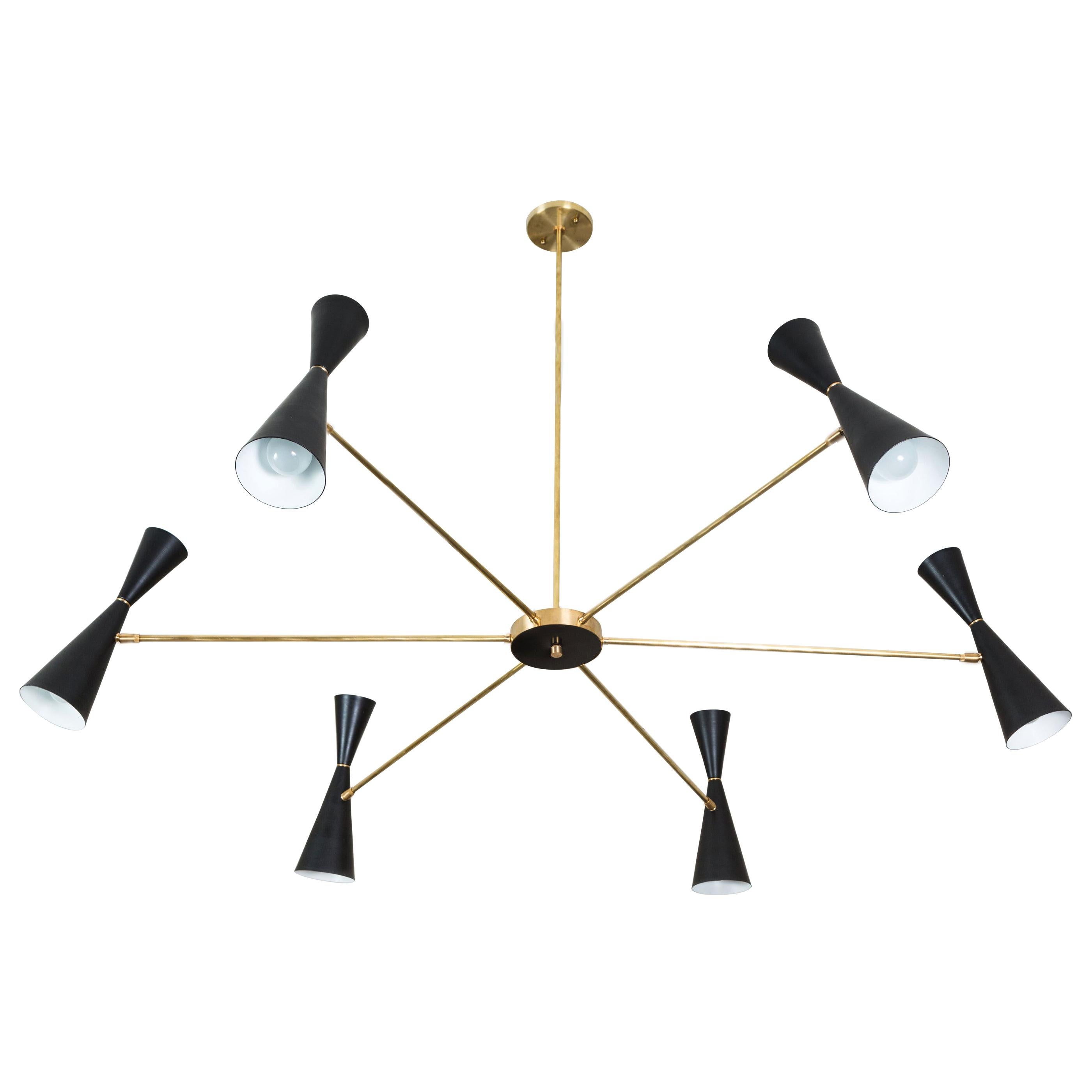 Black and Brass Radial Chandelier by Lawson-Fenning