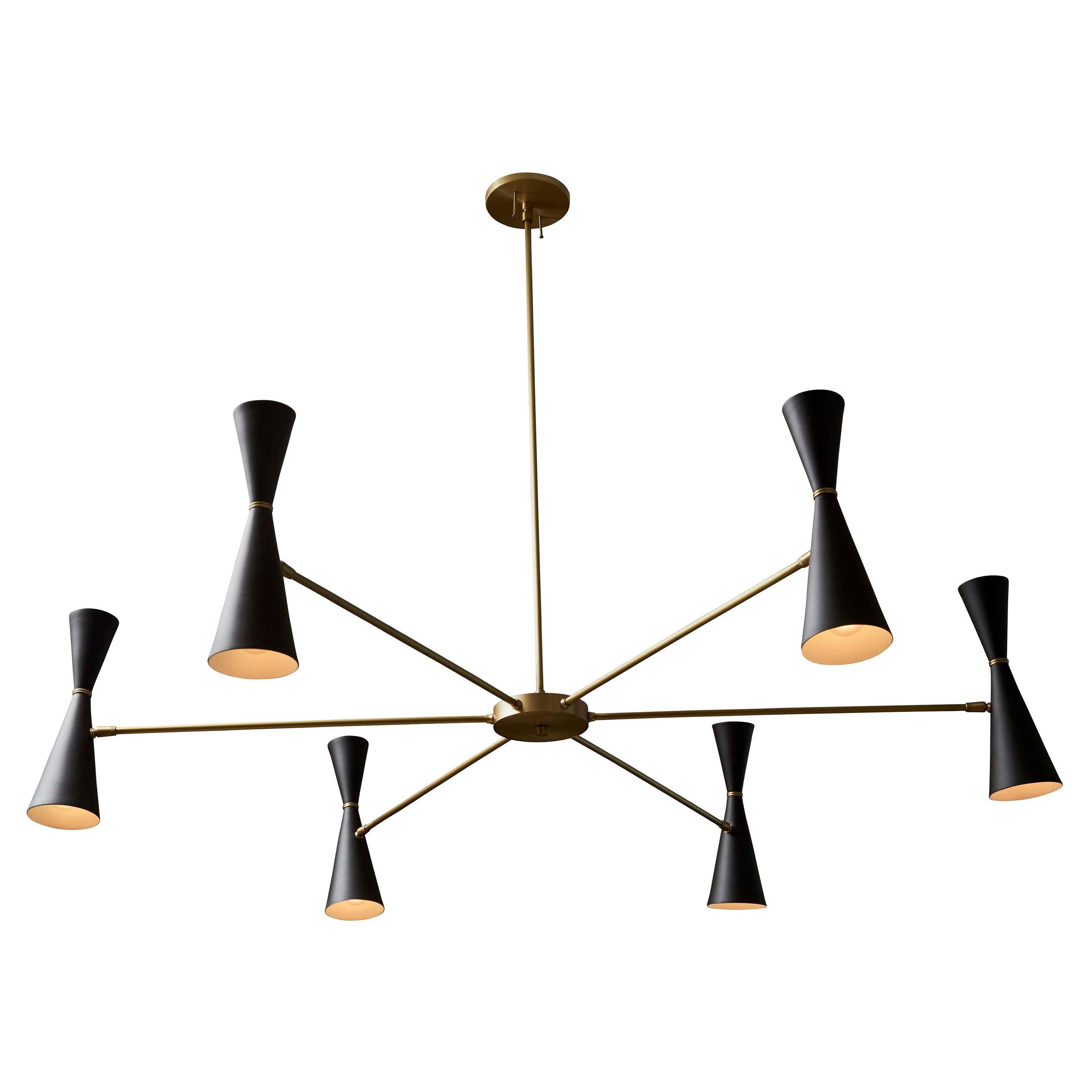 Black and Brass Radial Chandelier by Lawson-Fenning For Sale