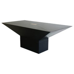 Black and Brass Rectangular Coffee Table, French circa 1970's 80's, Jansen Attr.
