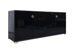 Black and Brass Sideboard by Pierre Vandel Paris, 1980s