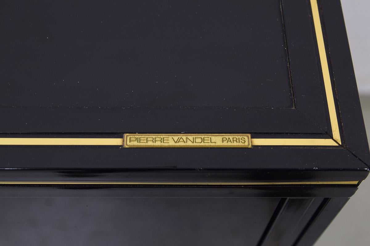 Late 20th Century Black and Brass Sideboard by Pierre Vandel Paris, 1980s