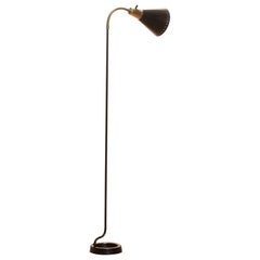 Black and Brass Swedish Floor Lamp, 1940s