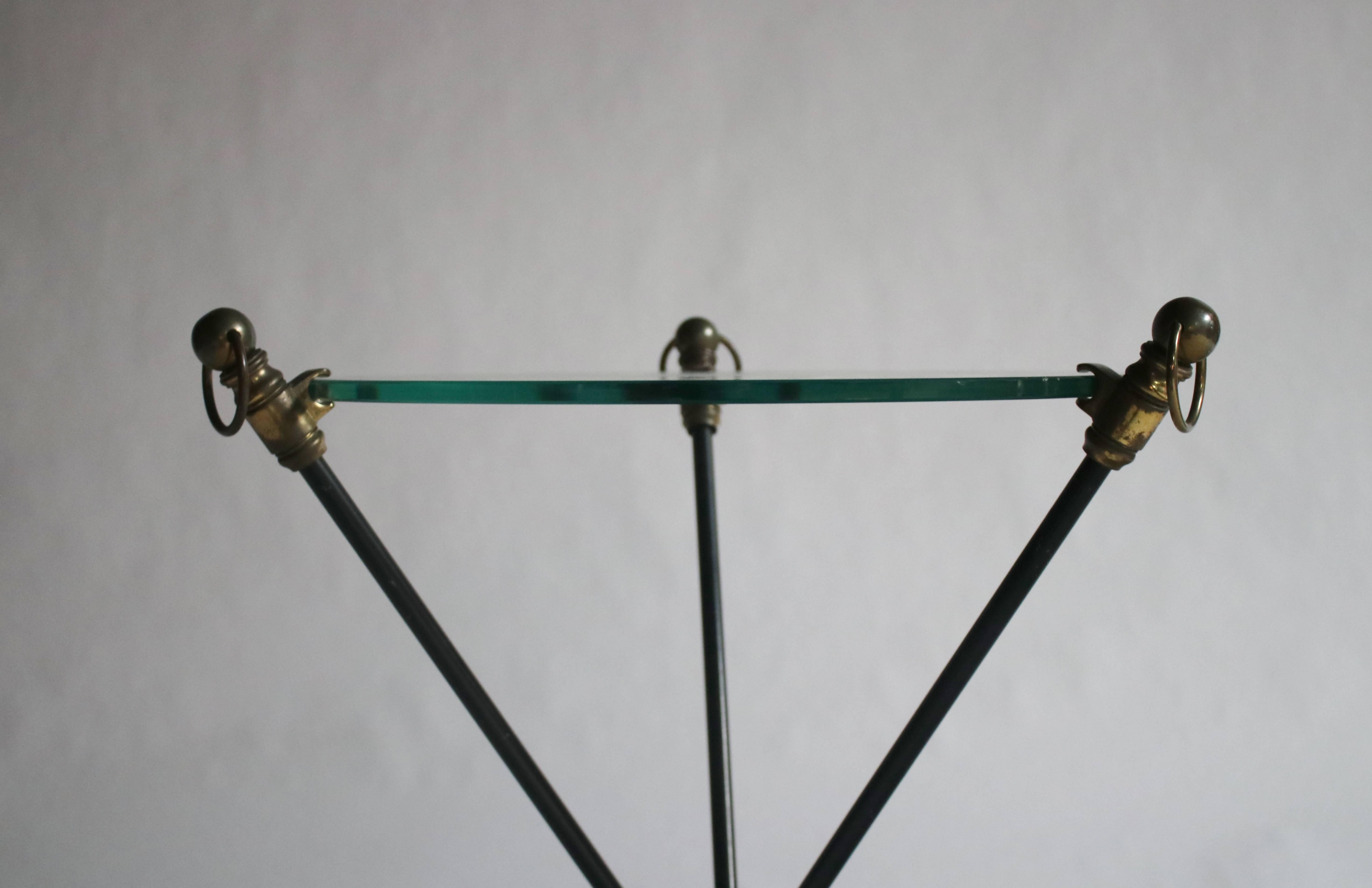 Black and Brass Tripod Table In Good Condition In Chicago, IL
