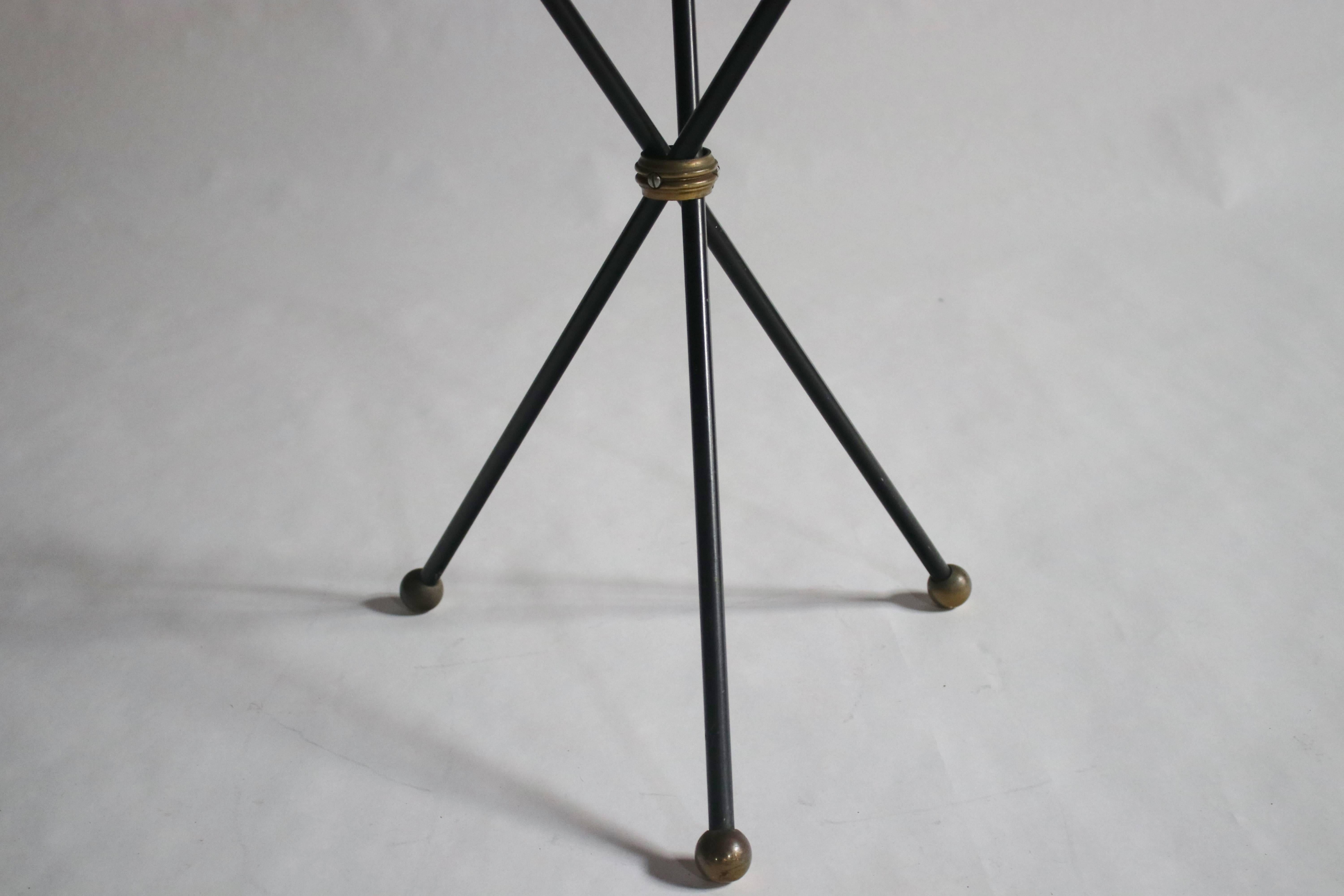 Mid-20th Century Black and Brass Tripod Table