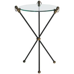 Vintage Black and Brass Tripod Table