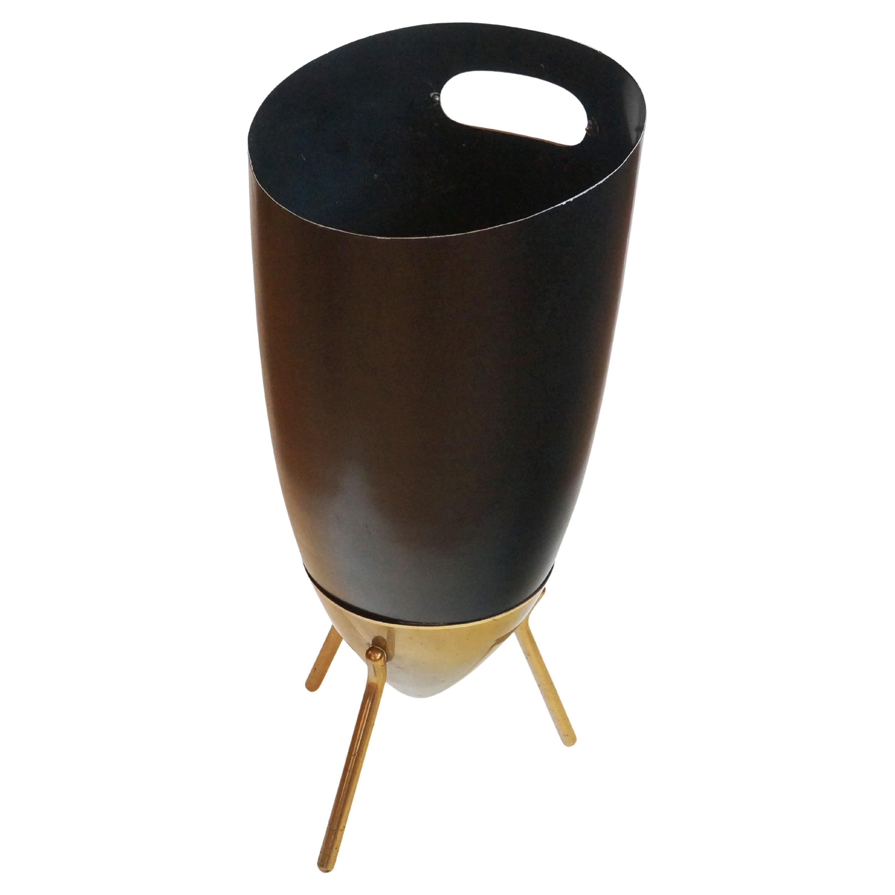 Black and Brass Umbrella Stand For Sale