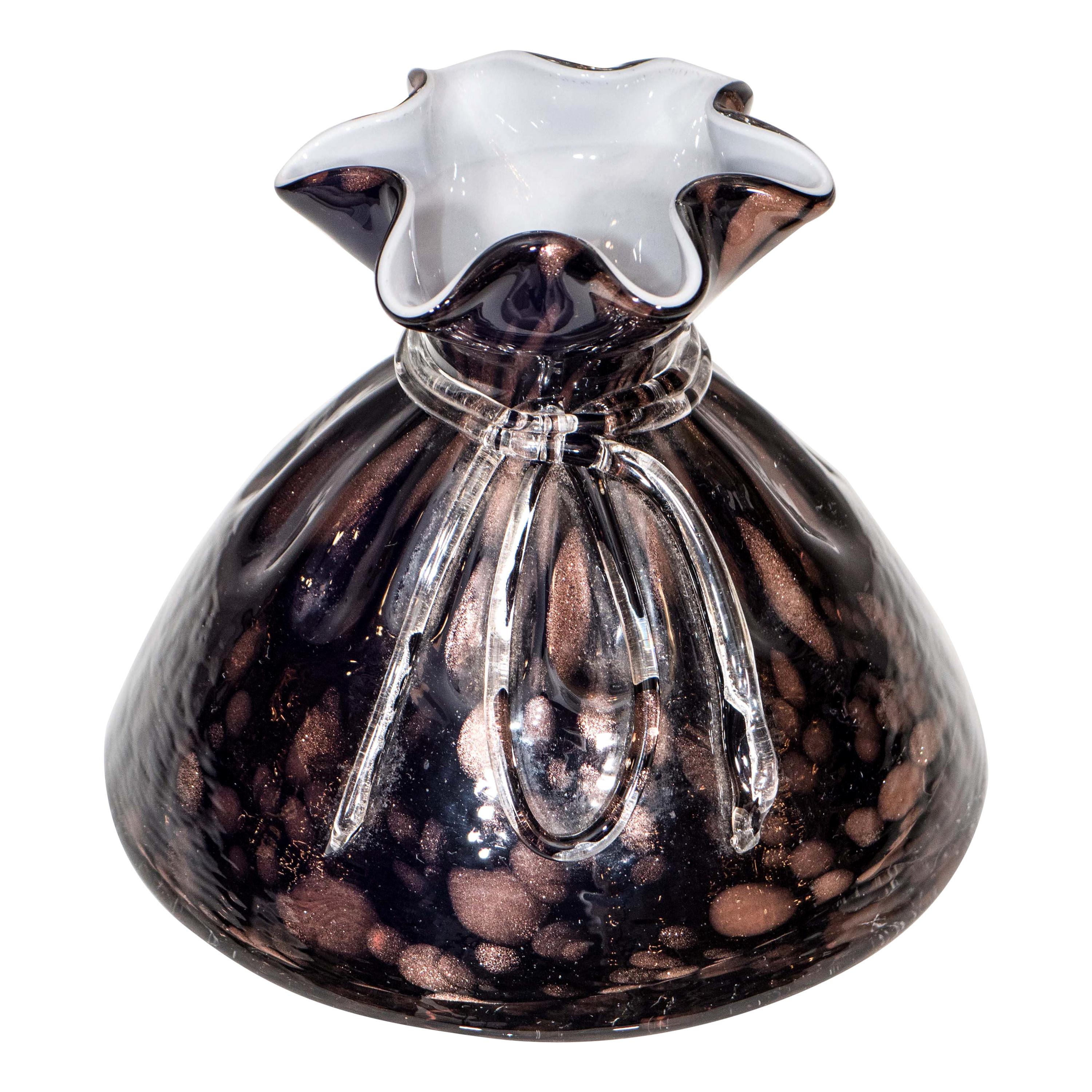 Black and Bronze Murano Glass Vase For Sale