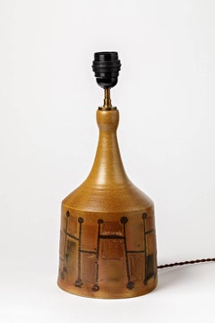 Black and Brown Abstract Ceramic Table Lamp by Jc Courjault for Queraluc