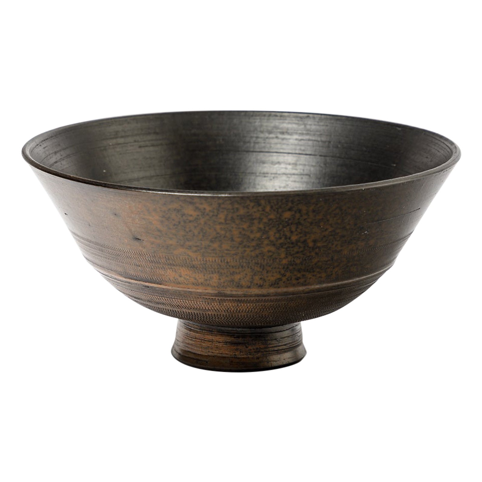 Black and Brown Ceramic Bowl or Cup by Toublanc French Artist circa 1990