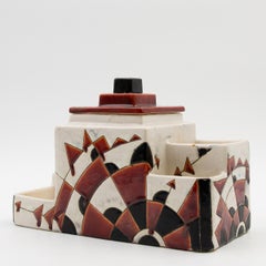 Black and Brown Charles Catteau Keramis Boch Ceramic Art Deco Decorated Pot
