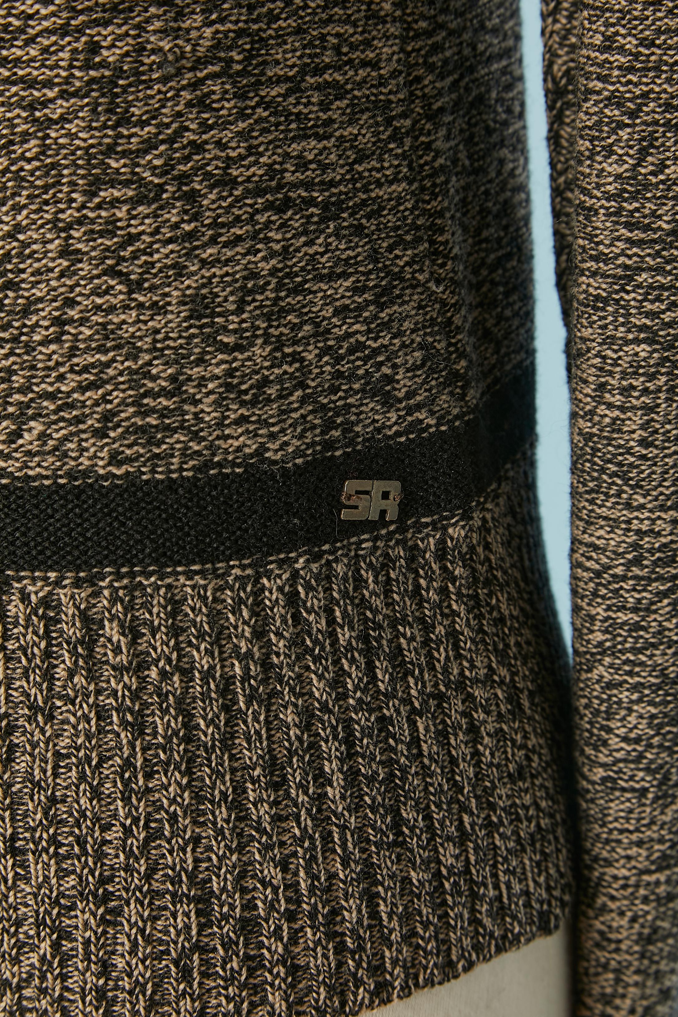 Pull en chiné noir et marron avec visage d'animal et strass Sonia Rykiel Excellent état - En vente à Saint-Ouen-Sur-Seine, FR
