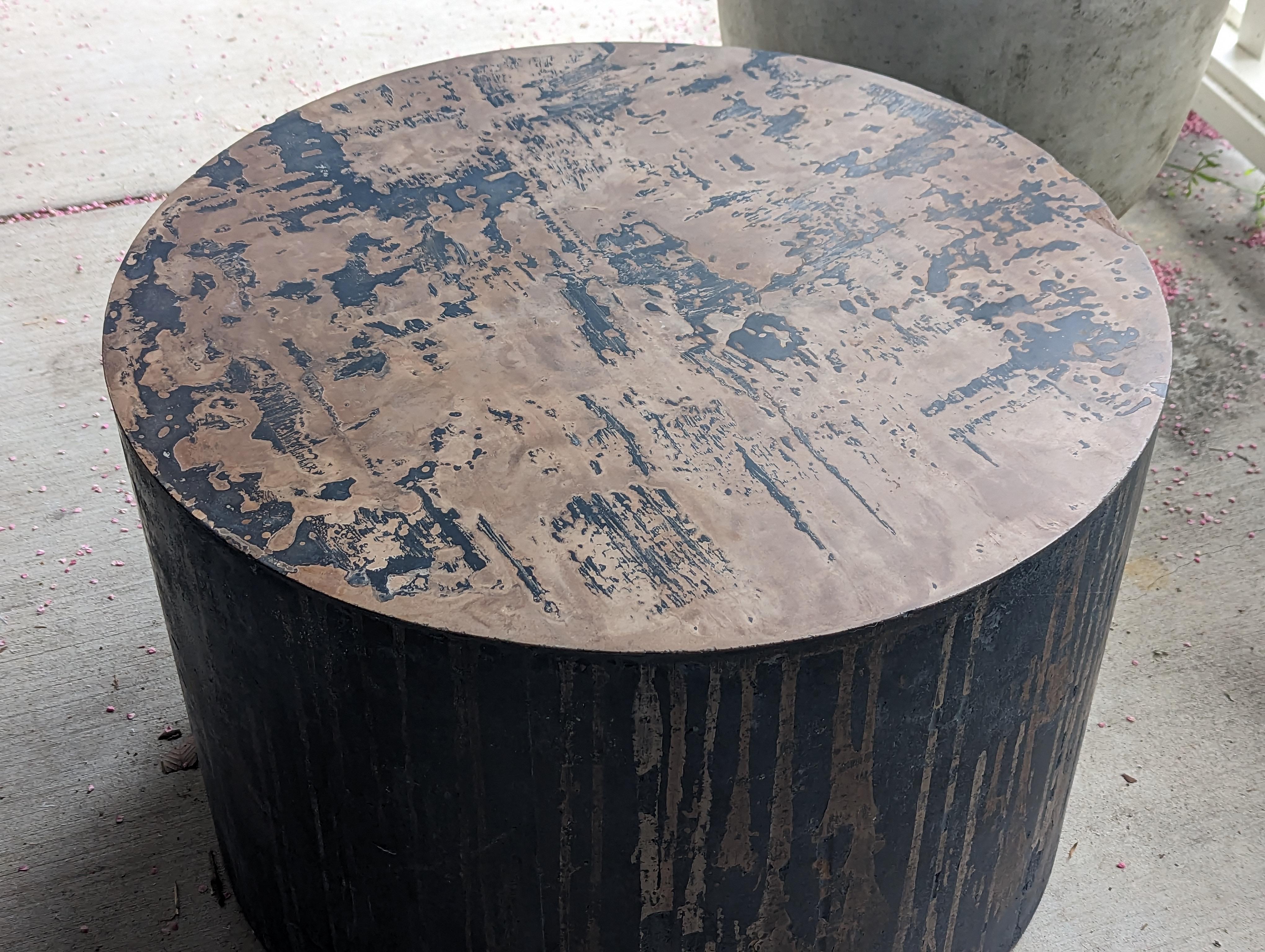 Cast Black and Brown Concrete Drip Coffee Table For Sale