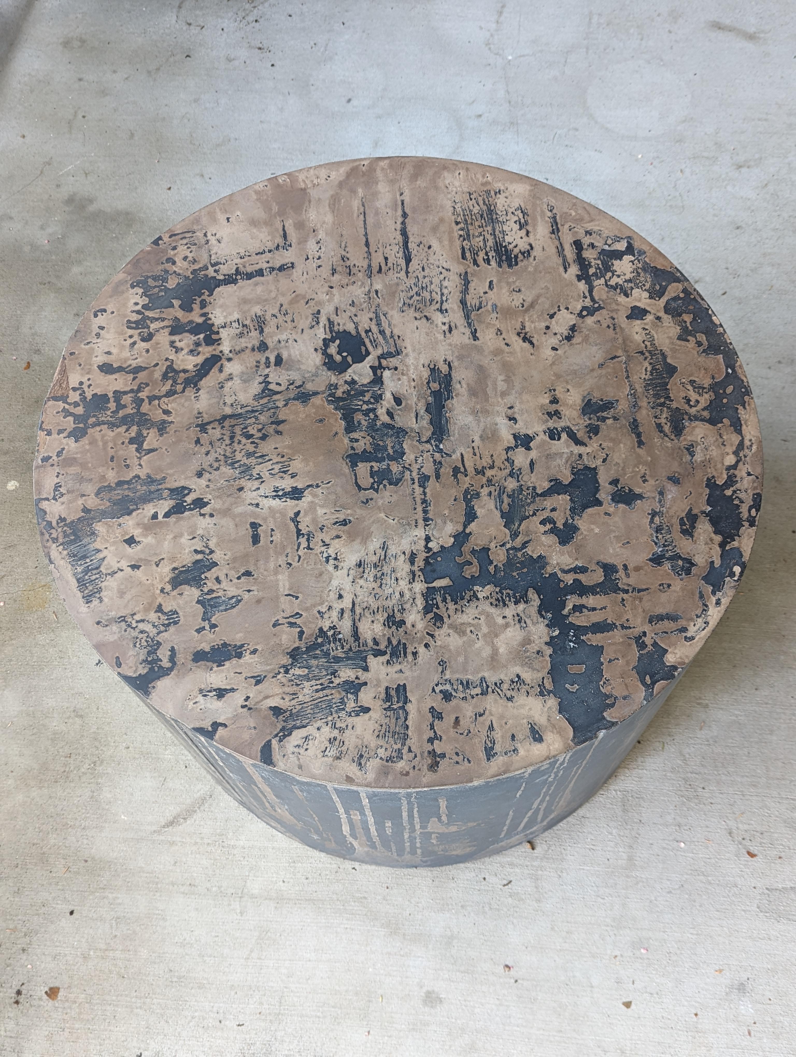 Black and Brown Concrete Drip Coffee Table In New Condition For Sale In Cazadero, CA
