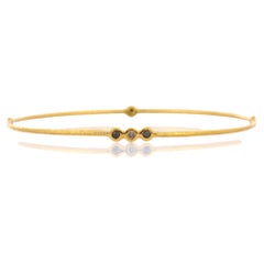 Black Brown Diamond Faceted Diamond Bangle in 18K Solid Yellow Gold