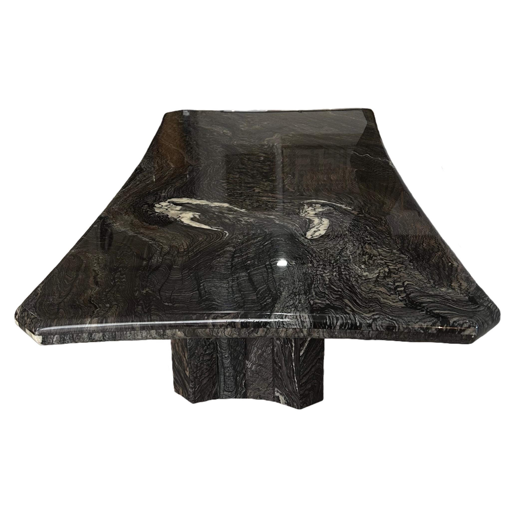 Mid-Century Modern Black and Brown Marble Coffee Table For Sale