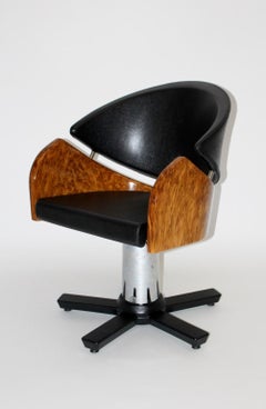 Memphis Style Black Brown Modernist Office Chair Desk Chair Matteo Grassi, Italy