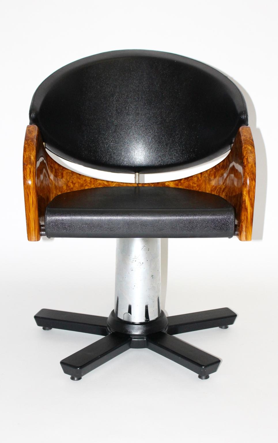 Memphis Style Black Brown Modernist Office Chair Desk Chair Matteo Grassi, Italy In Good Condition For Sale In Vienna, AT