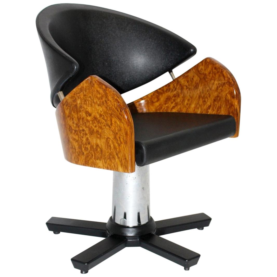 Memphis Style Black Brown Modernist Office Chair Desk Chair Matteo Grassi, Italy For Sale