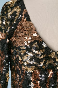 Black and brown sequin cocktail dress BLACK TIE OLEG CASSINI