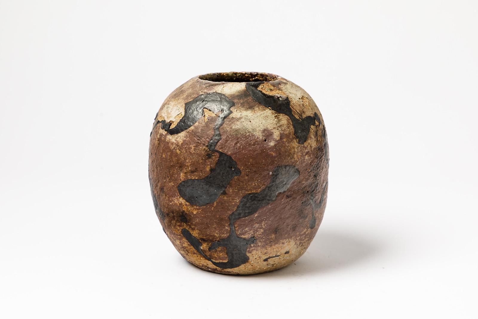 Vaso astratto in ceramica nera e marrone di David Whitehead La Borne In condizioni ottime in vendita a Neuilly-en- sancerre, FR