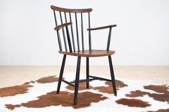 Black and Brown Wooden Spindle Chair by Billund, 1960s Scandinavian Modern