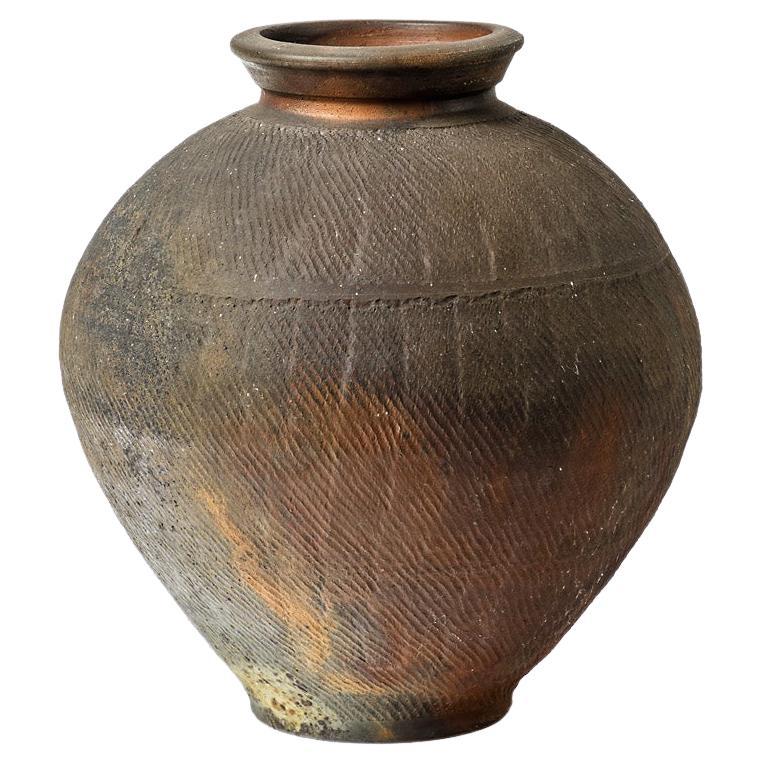 Vase de sol en céramique de grès noir et marron du 20ème siècle par Steen Kepp 1975 en vente