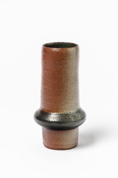 Vaso in gres nero e marrone del XX secolo di Nicole Giroud 1970 Design