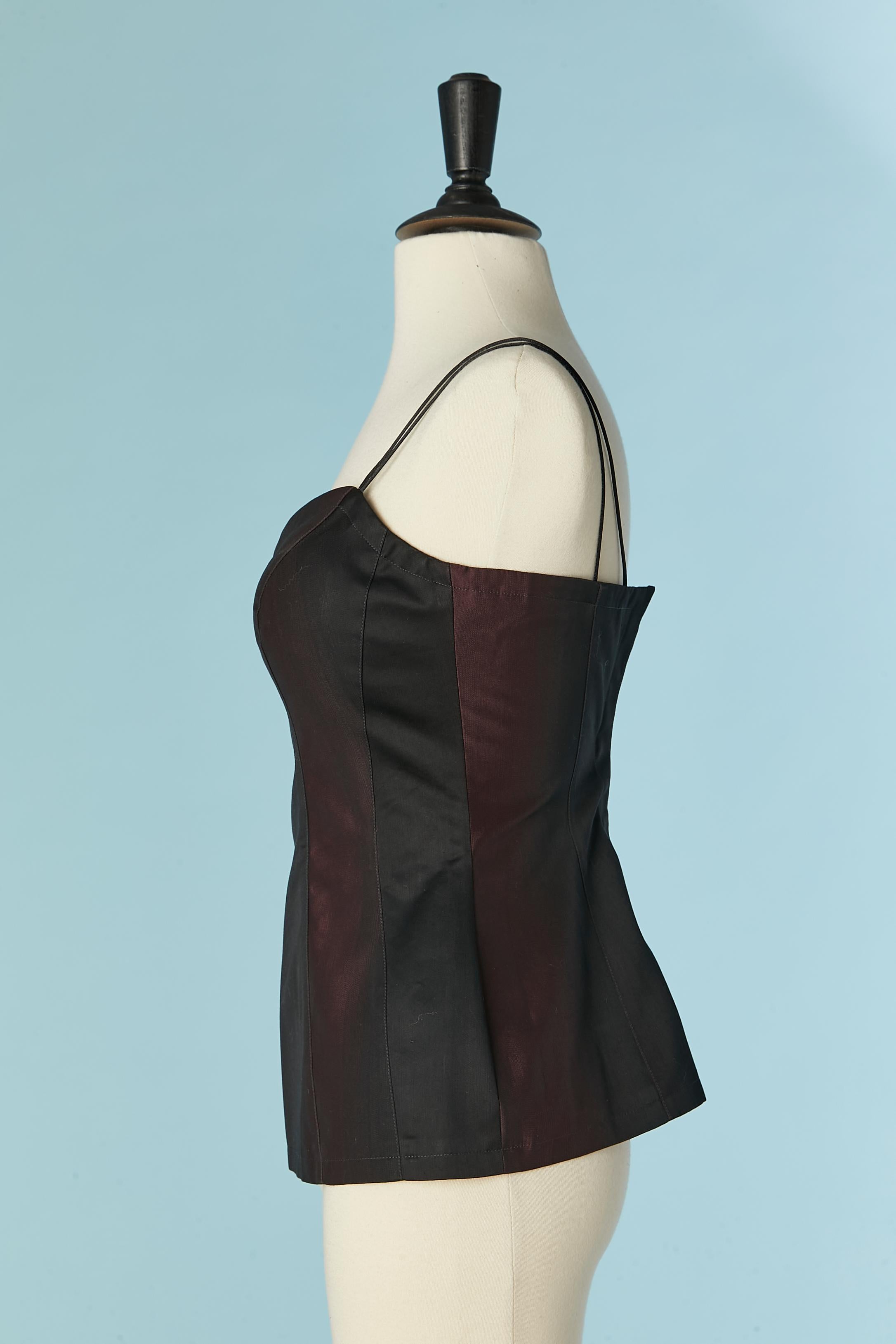 Schwarzes und burgunderfarbenes Bustier aus Degradé mit Spaghettiträgern MUGLER Damen im Angebot