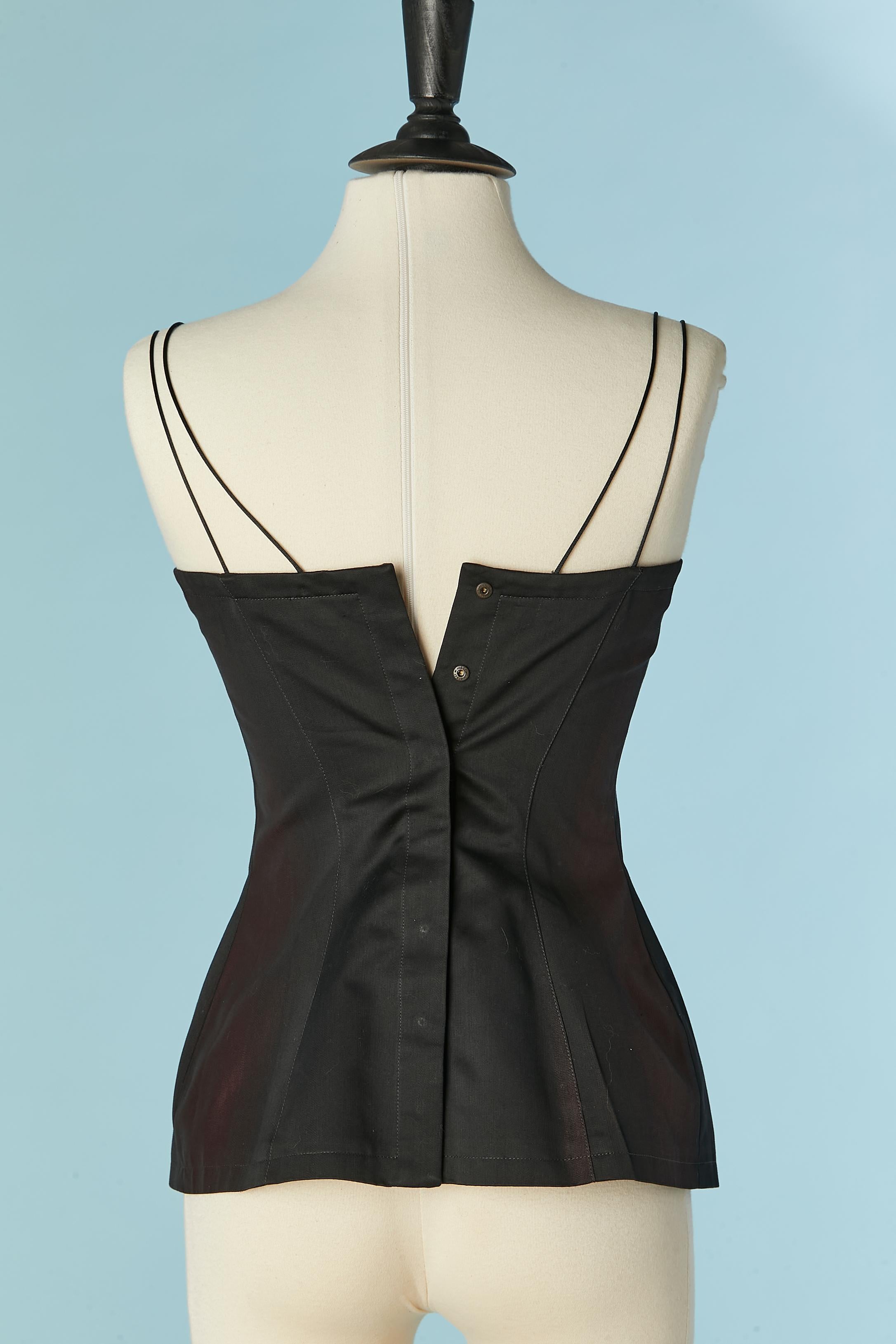 Schwarzes und burgunderfarbenes Bustier aus Degradé mit Spaghettiträgern MUGLER im Angebot 1