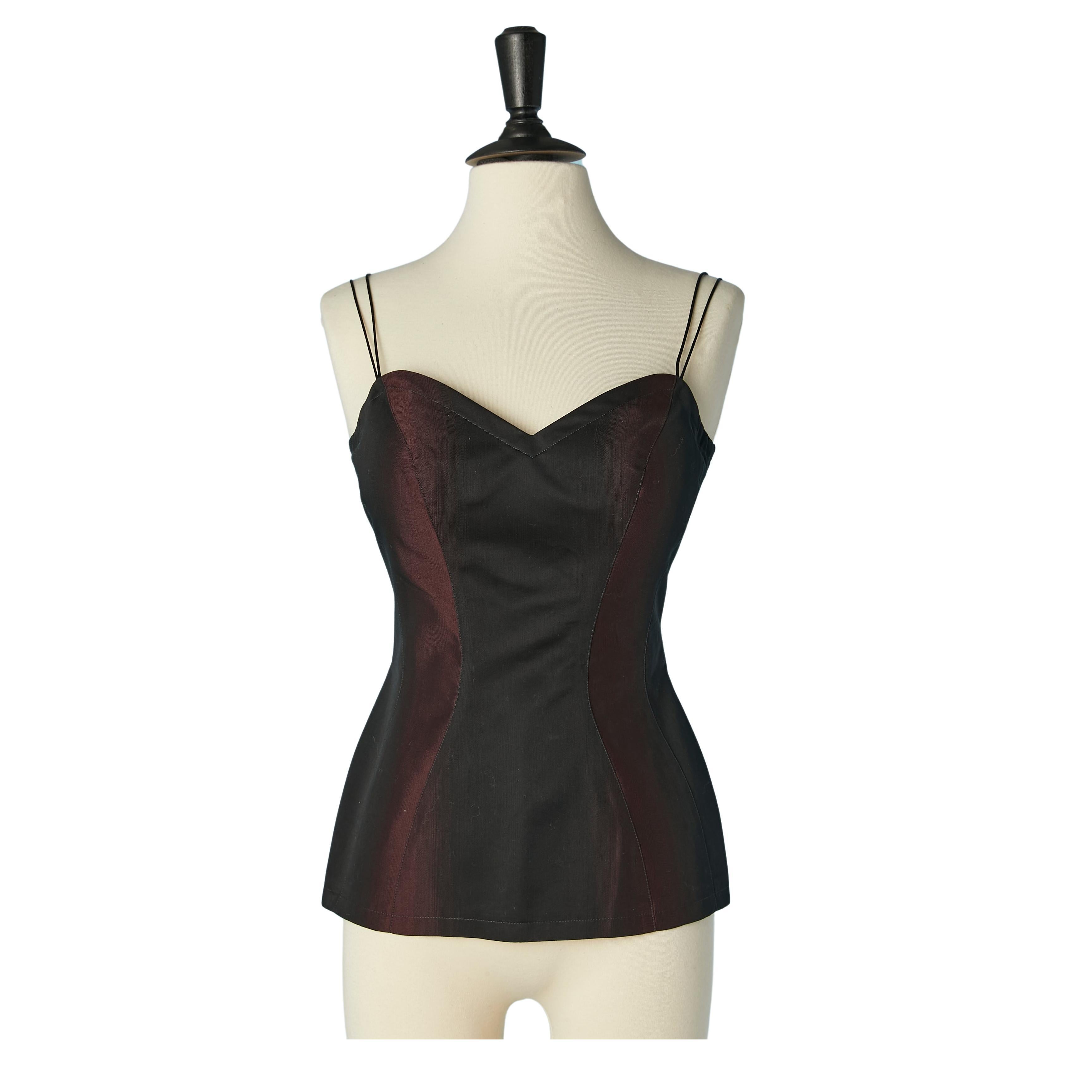 Schwarzes und burgunderfarbenes Bustier aus Degradé mit Spaghettiträgern MUGLER im Angebot
