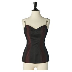 Bustier dégradé nero e bordeaux con spalline in spaguette Mugler