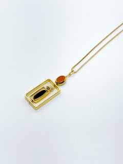 Black And Caramel Vintage German Glass Beads Art Deco 2418N Necklace