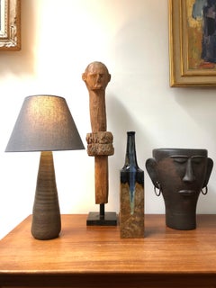 Black and Chocolate Brown Ceramic Bottle-Shaped Vase by Bruno Gambone, c. 1980s