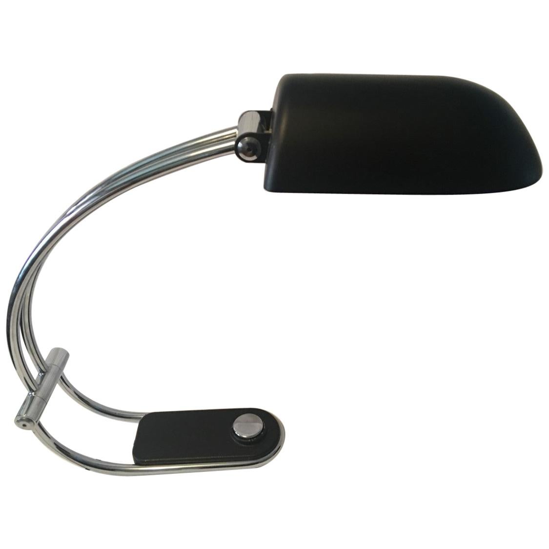 Black and Chrome 1970s German Desk Lamp by Egon Hillebrand For Sale
