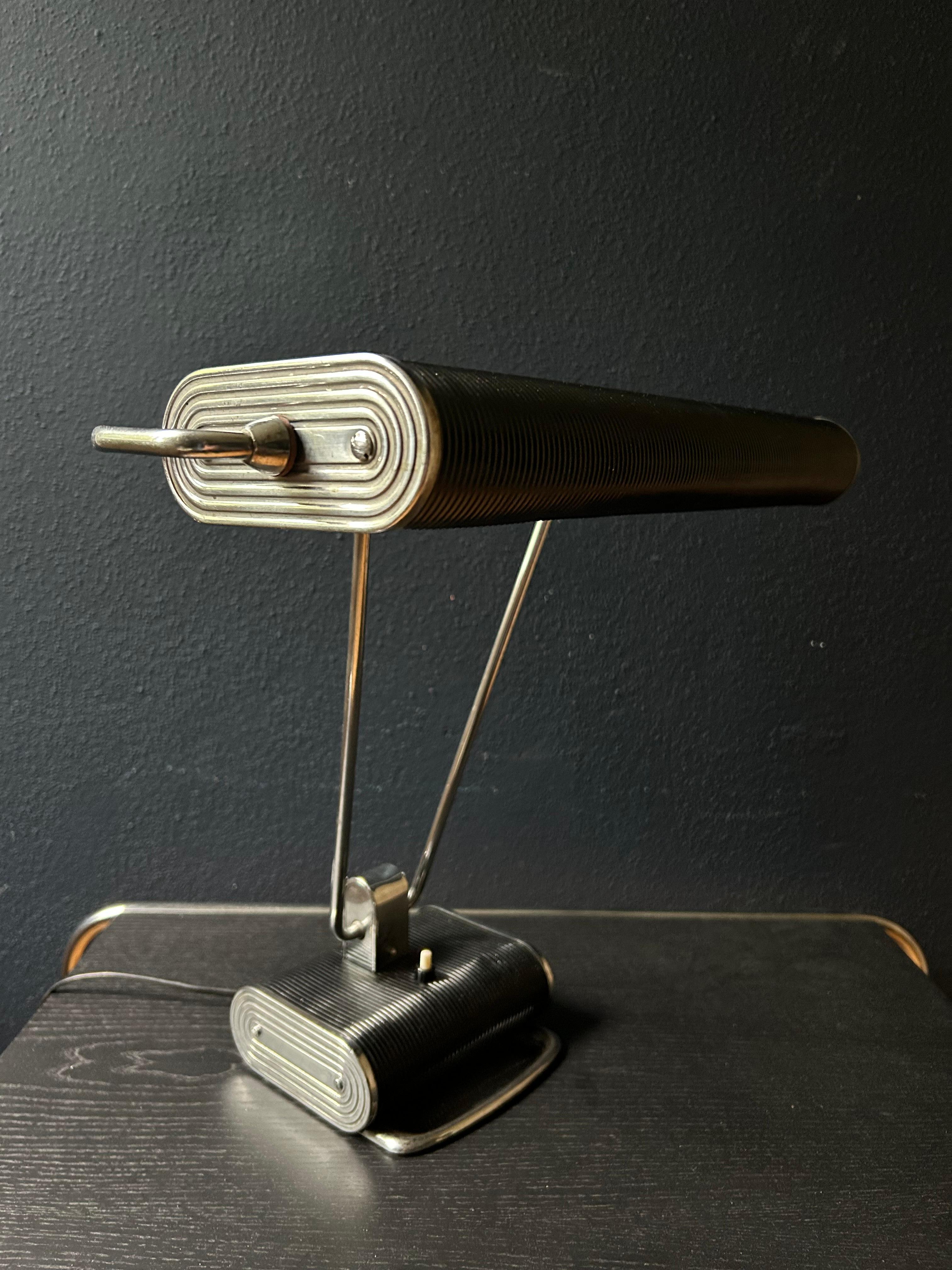 Black and Chrome Desk Lamp Model 71 by JUMO, France, 1960's For Sale 3