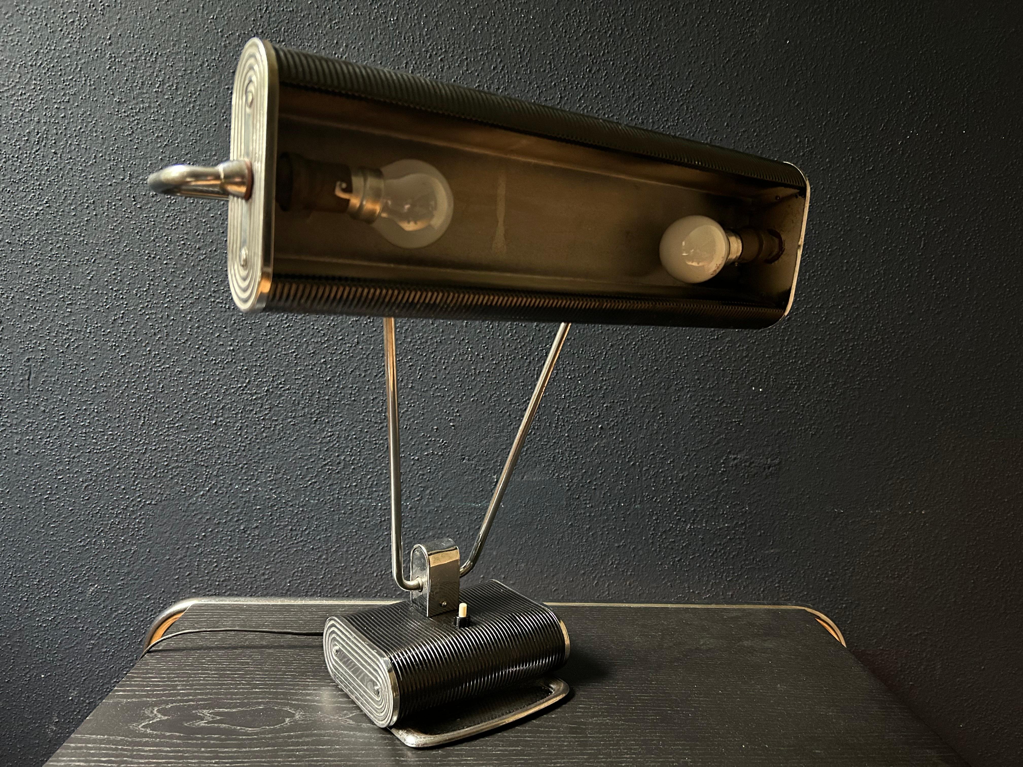 Black and Chrome Desk Lamp Model 71 by JUMO, France, 1960's For Sale 7