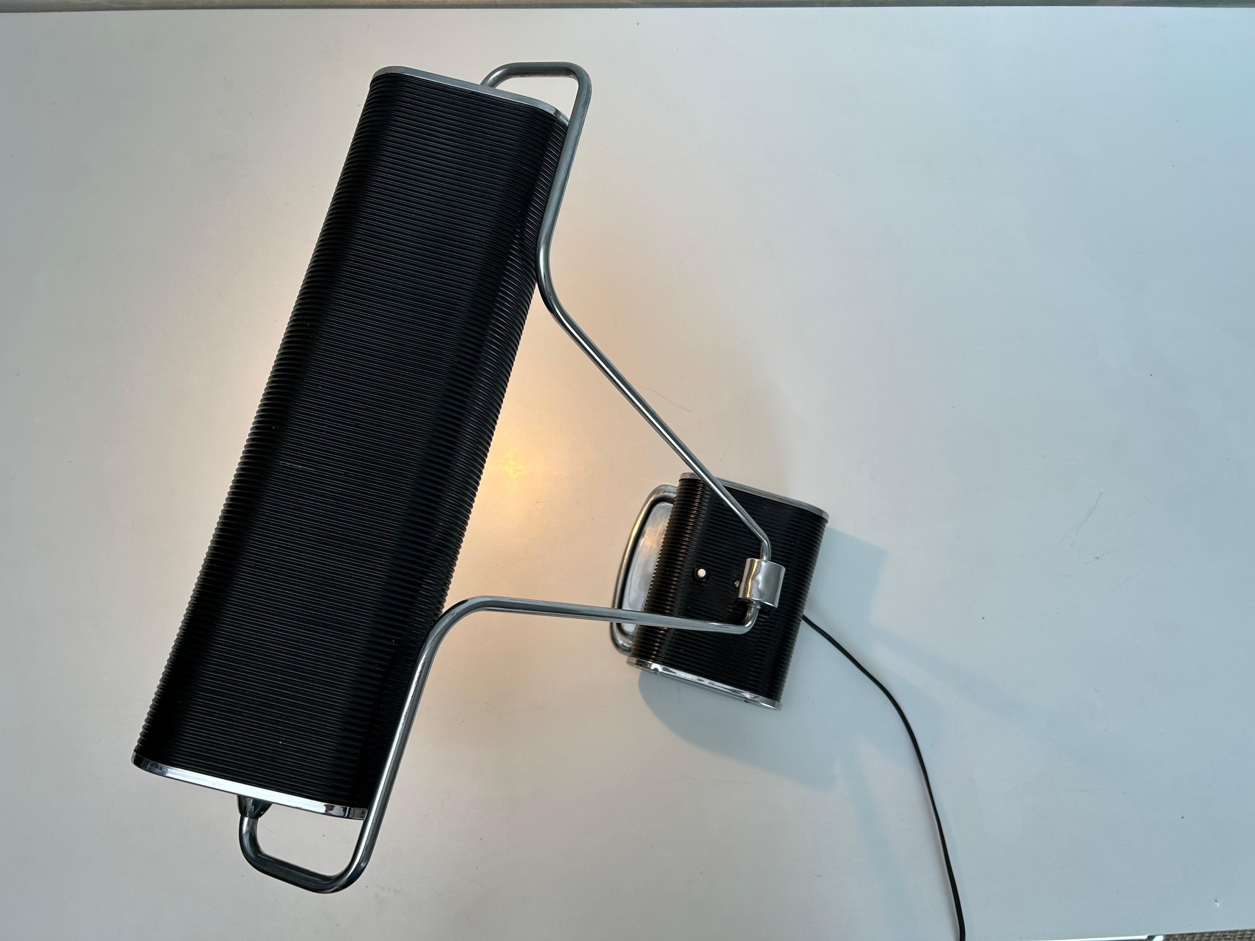 Metal Black and Chrome Desk Lamp Model 71 by JUMO, France, 1960's For Sale