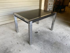 Black and Chrome Extendable Table, Italy, 1970s