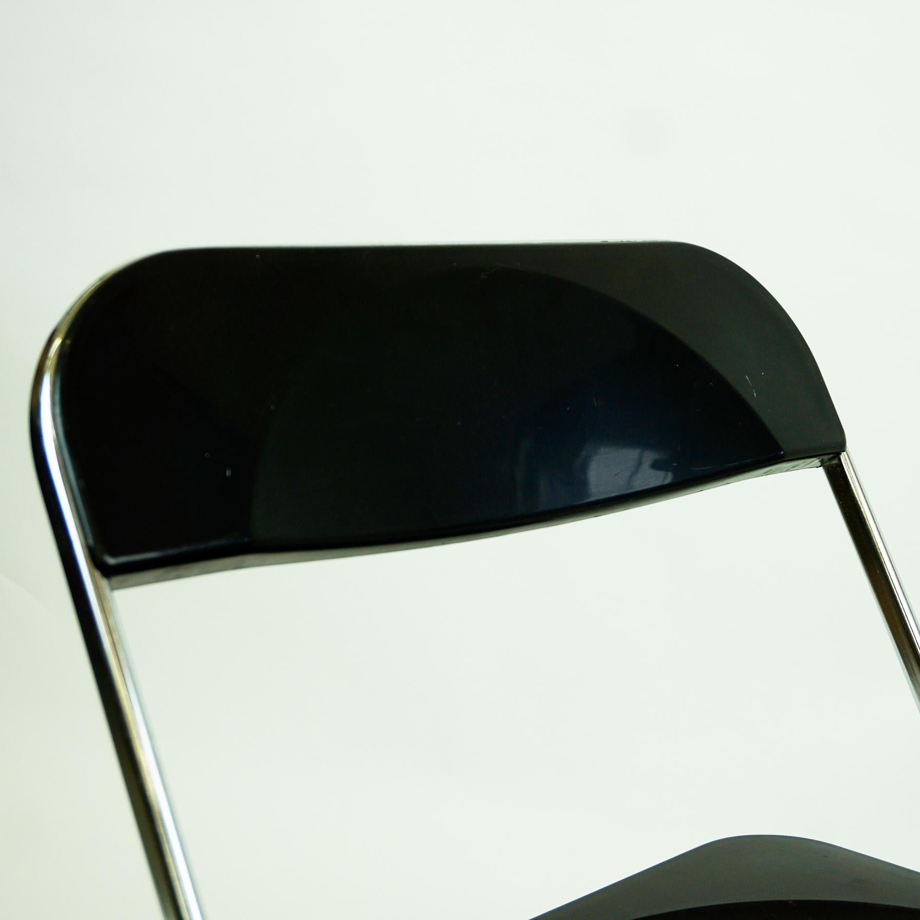 Black and Chrome Plia Folding Chair by Giancarlo Piretti for Castelli, 1960s 1
