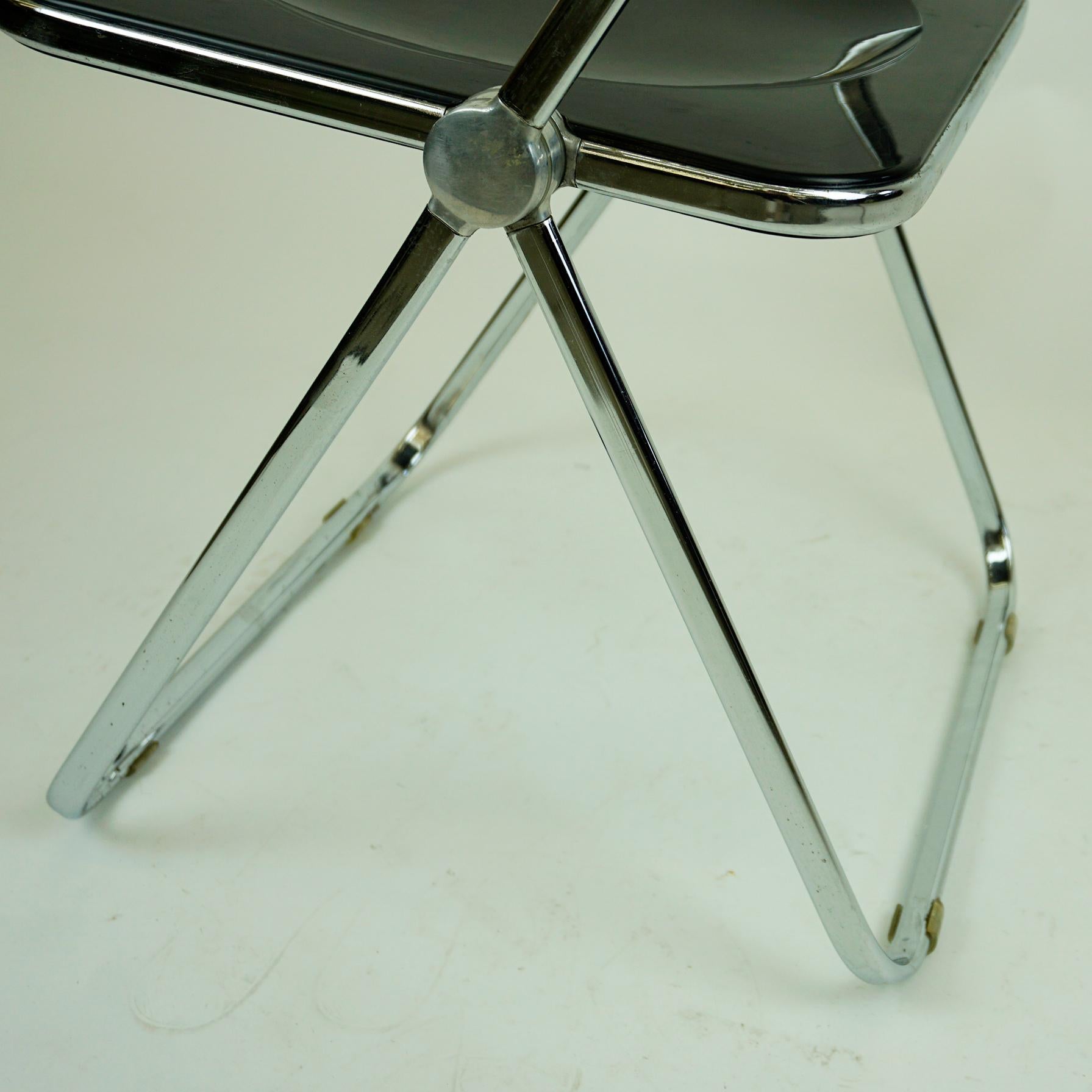 Black and Chrome Plia Folding Chair by Giancarlo Piretti for Castelli, 1960s 2