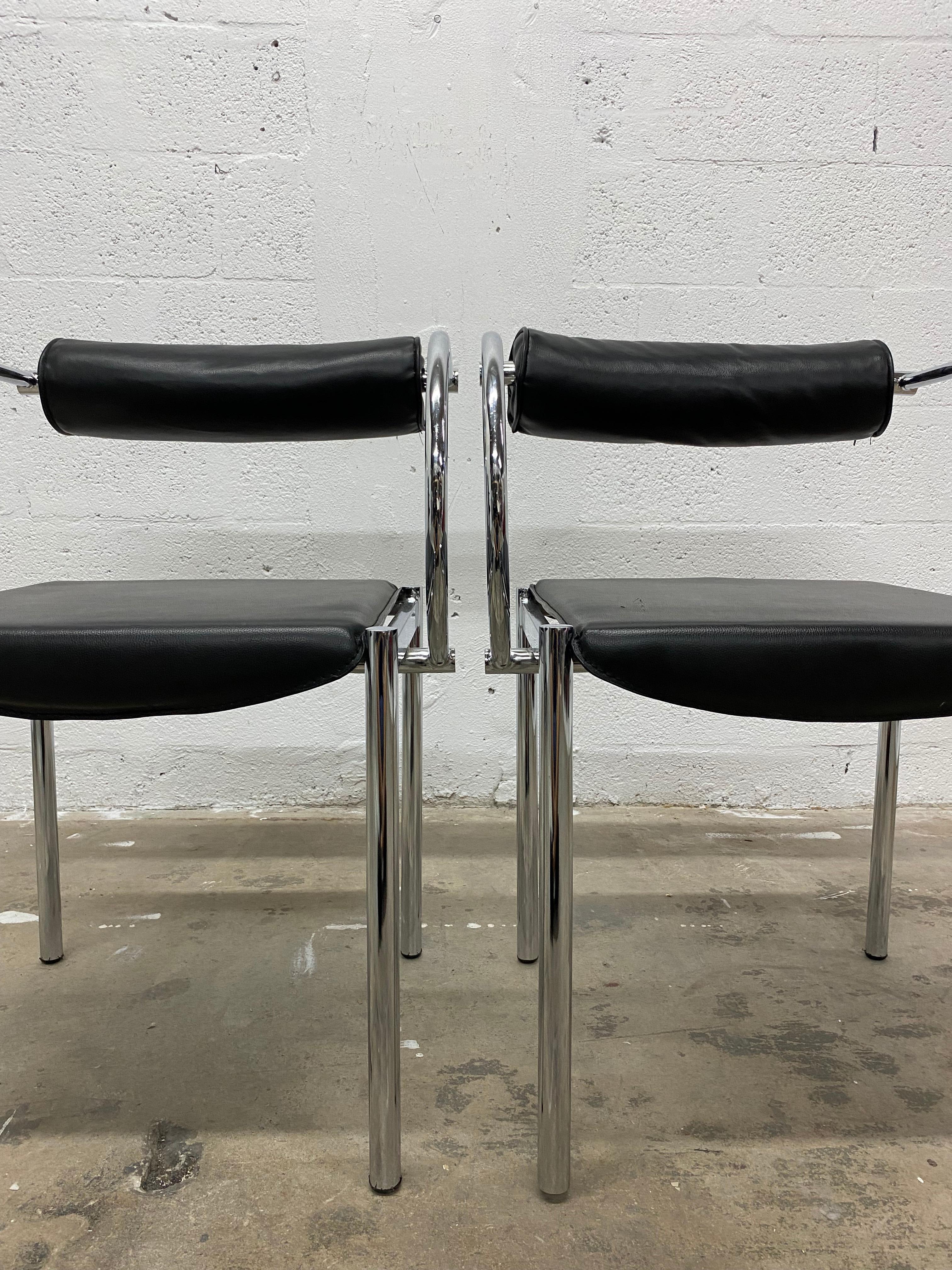 Black and Chrome Postmodern Chairs - a Pair 4