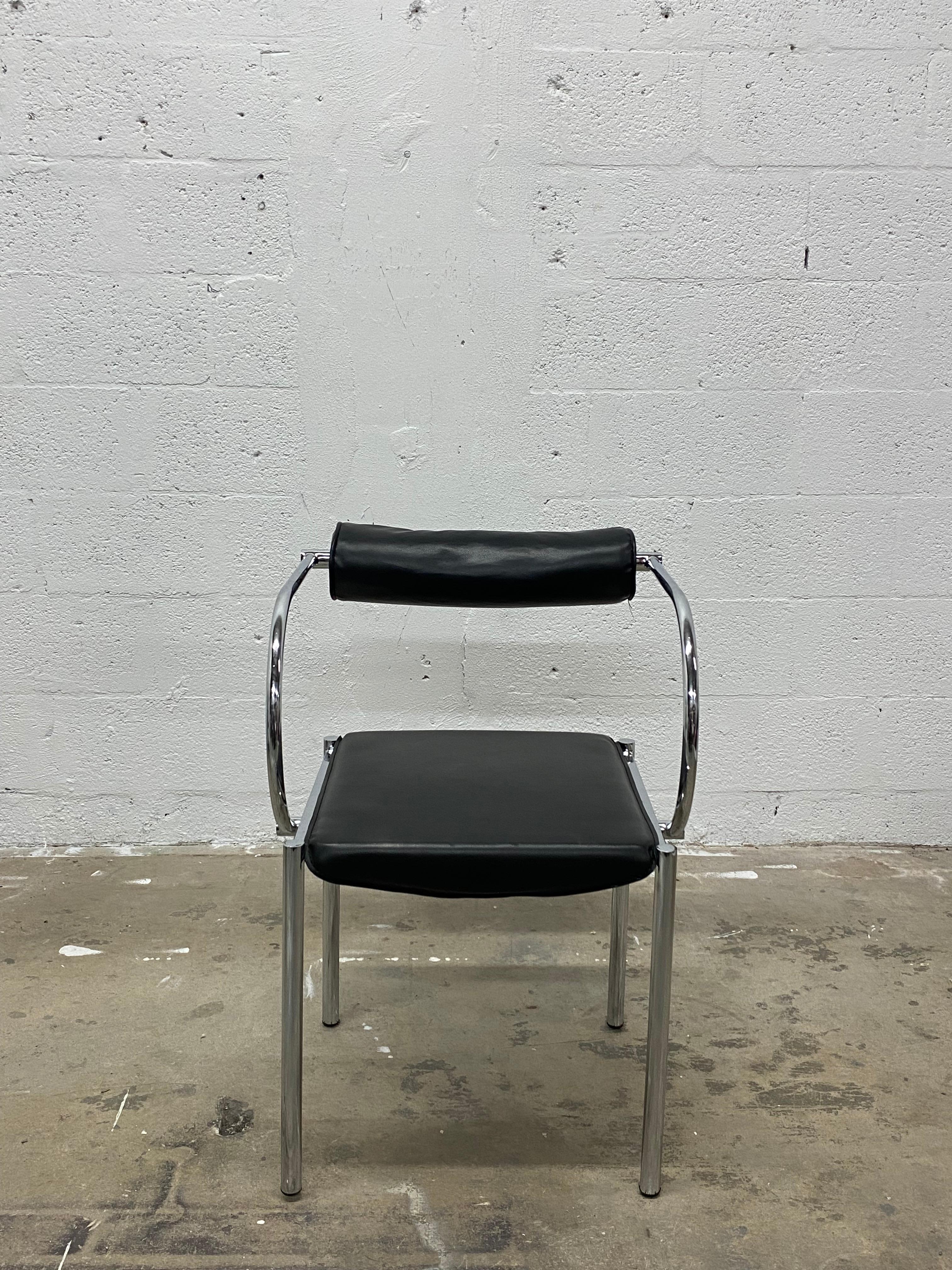 Post-Modern Black and Chrome Postmodern Chairs - a Pair