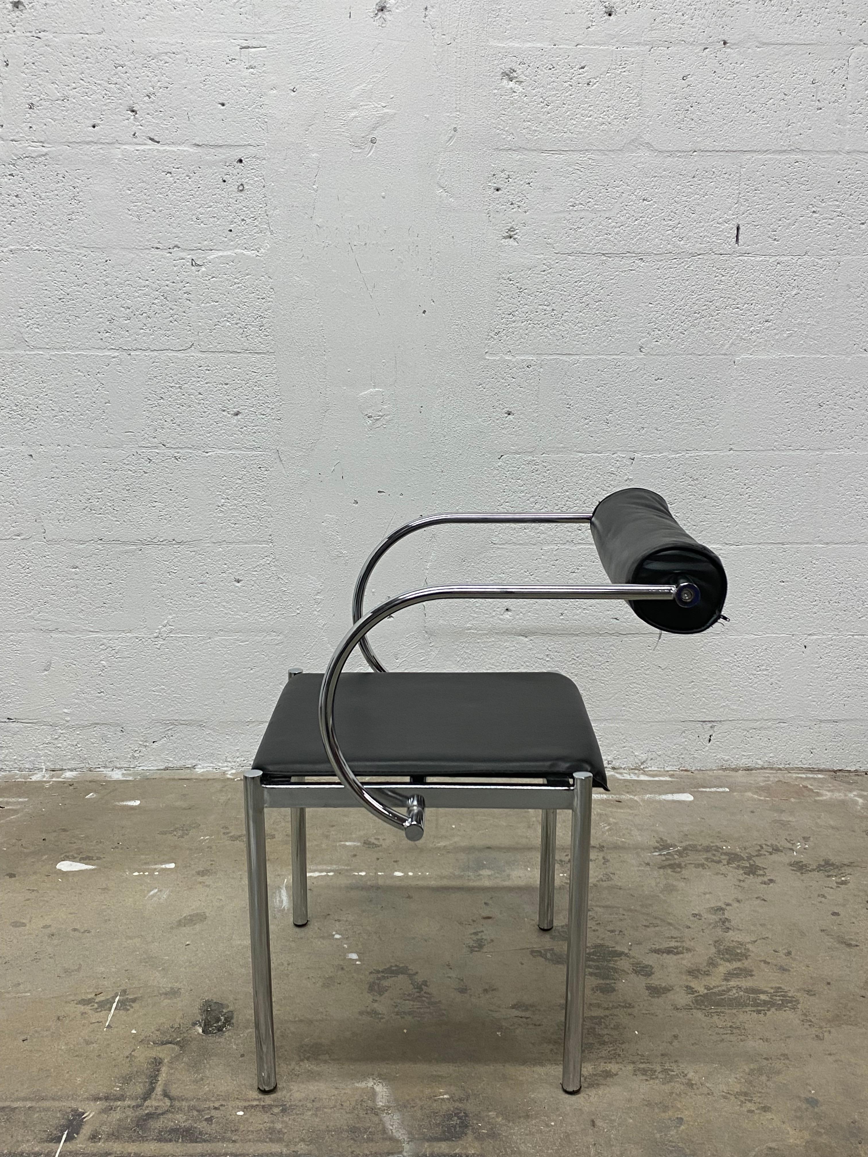 Unknown Black and Chrome Postmodern Chairs - a Pair