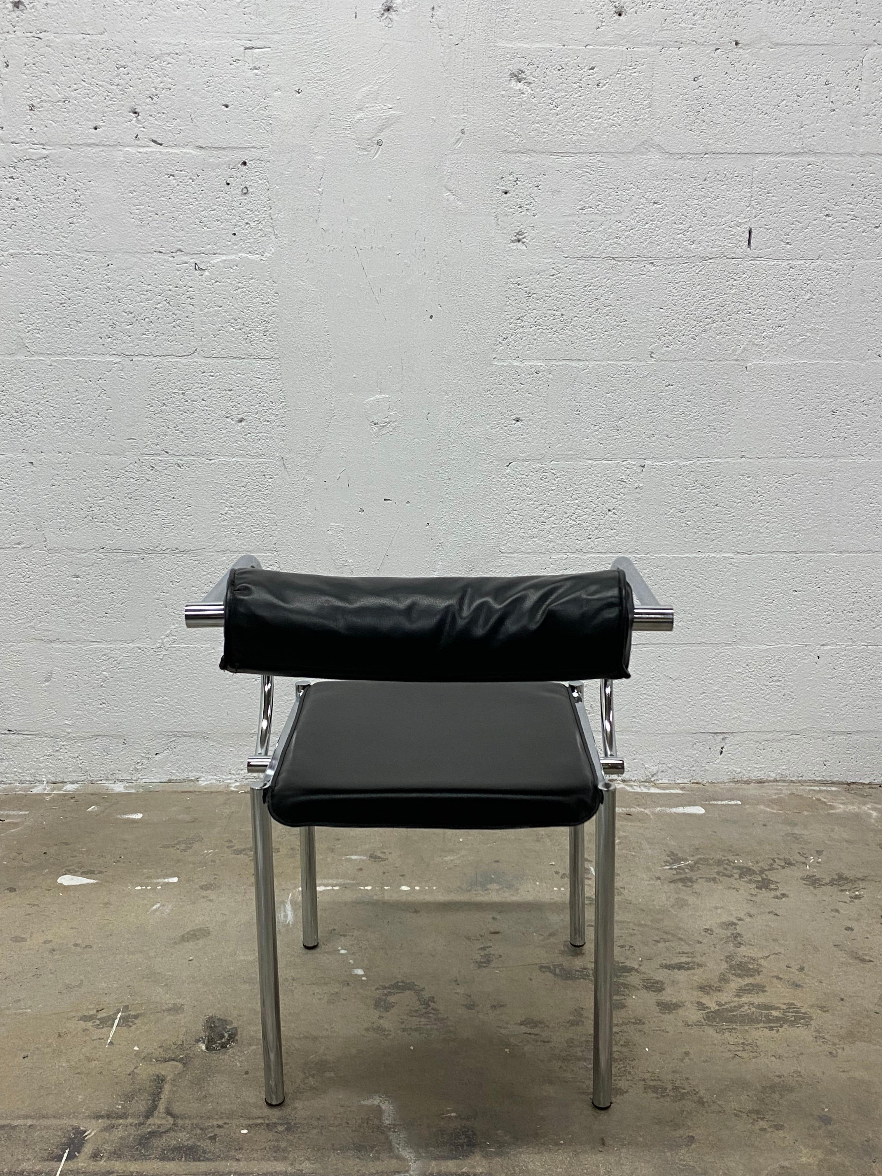 Black and Chrome Postmodern Chairs - a Pair In Good Condition In Miami, FL