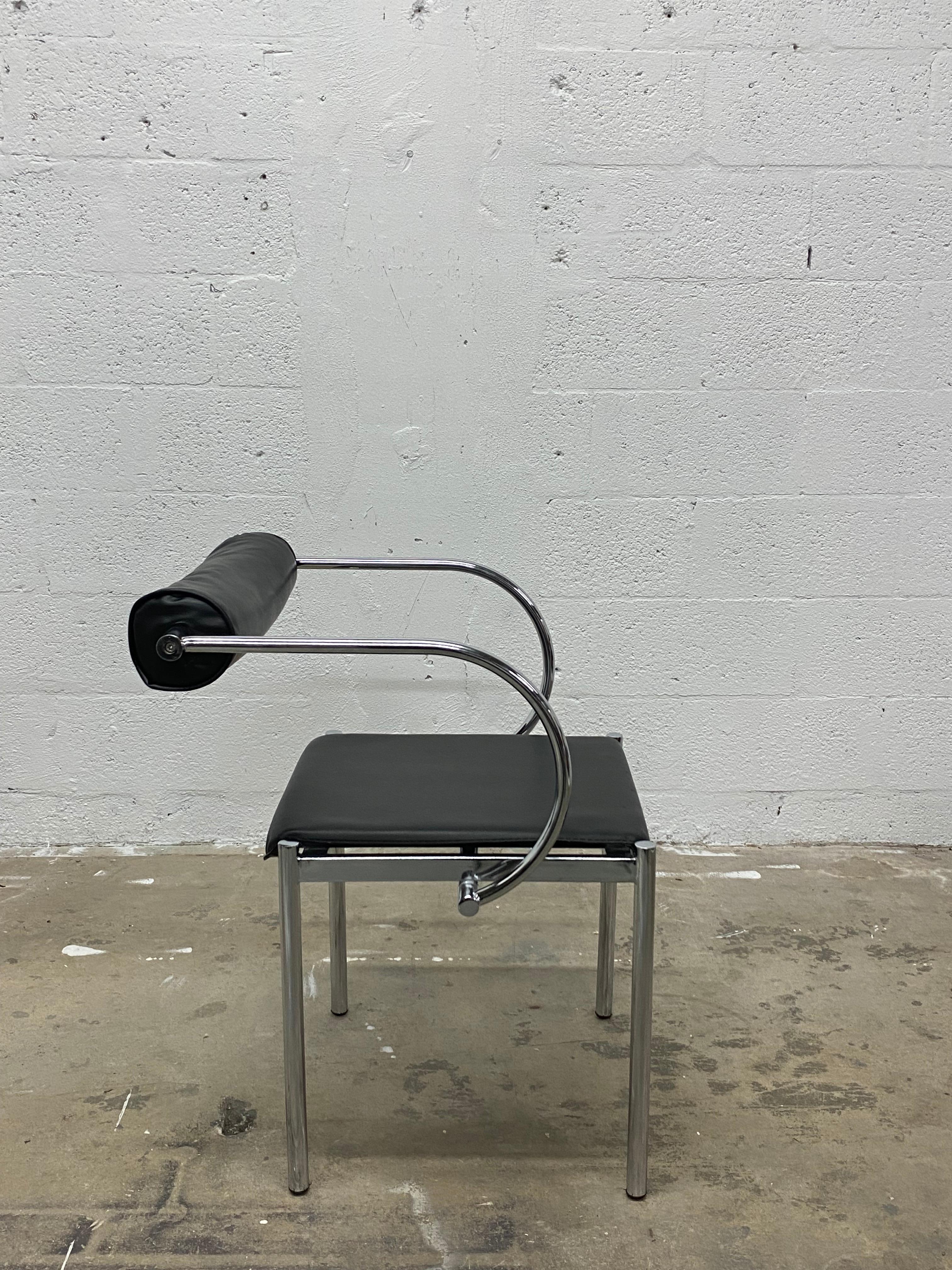 Late 20th Century Black and Chrome Postmodern Chairs - a Pair