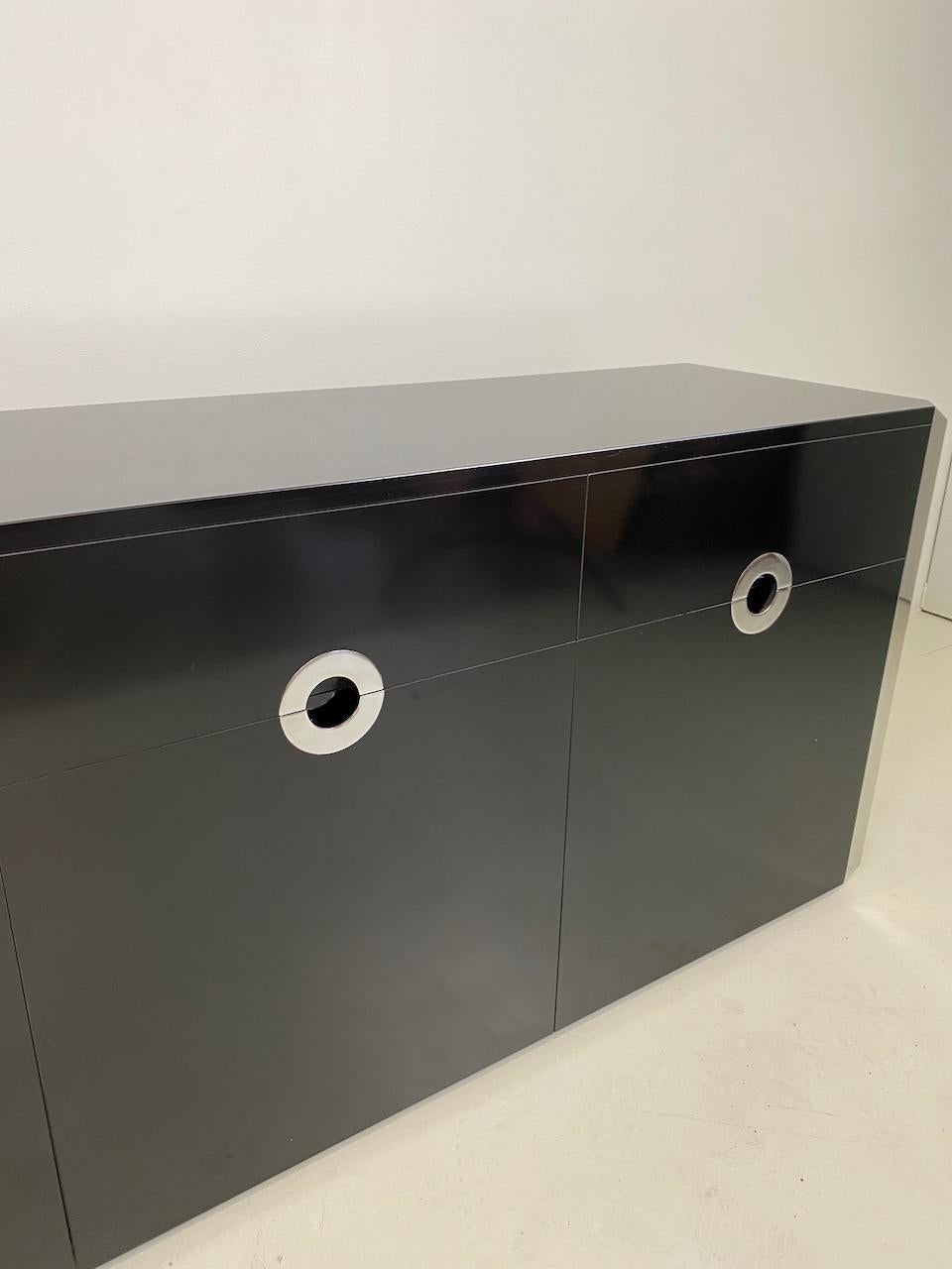 20th Century Black and Chrome Sideboard by Willy Rizzo for Mario Sabot, Italy, 1972