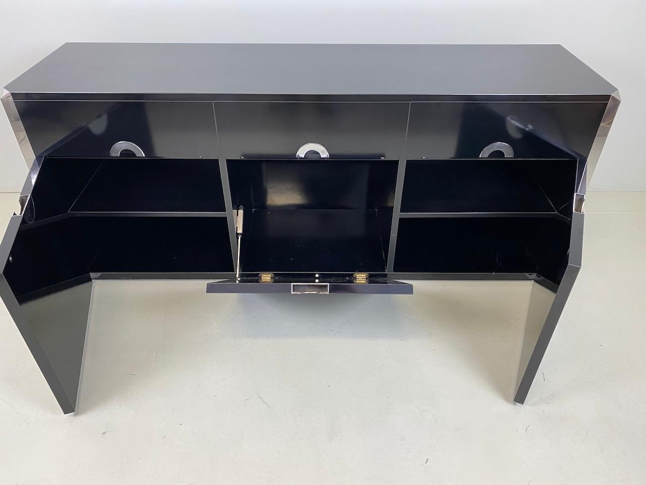Black and Chrome Sideboard by Willy Rizzo for Mario Sabot, Italy, 1972 1