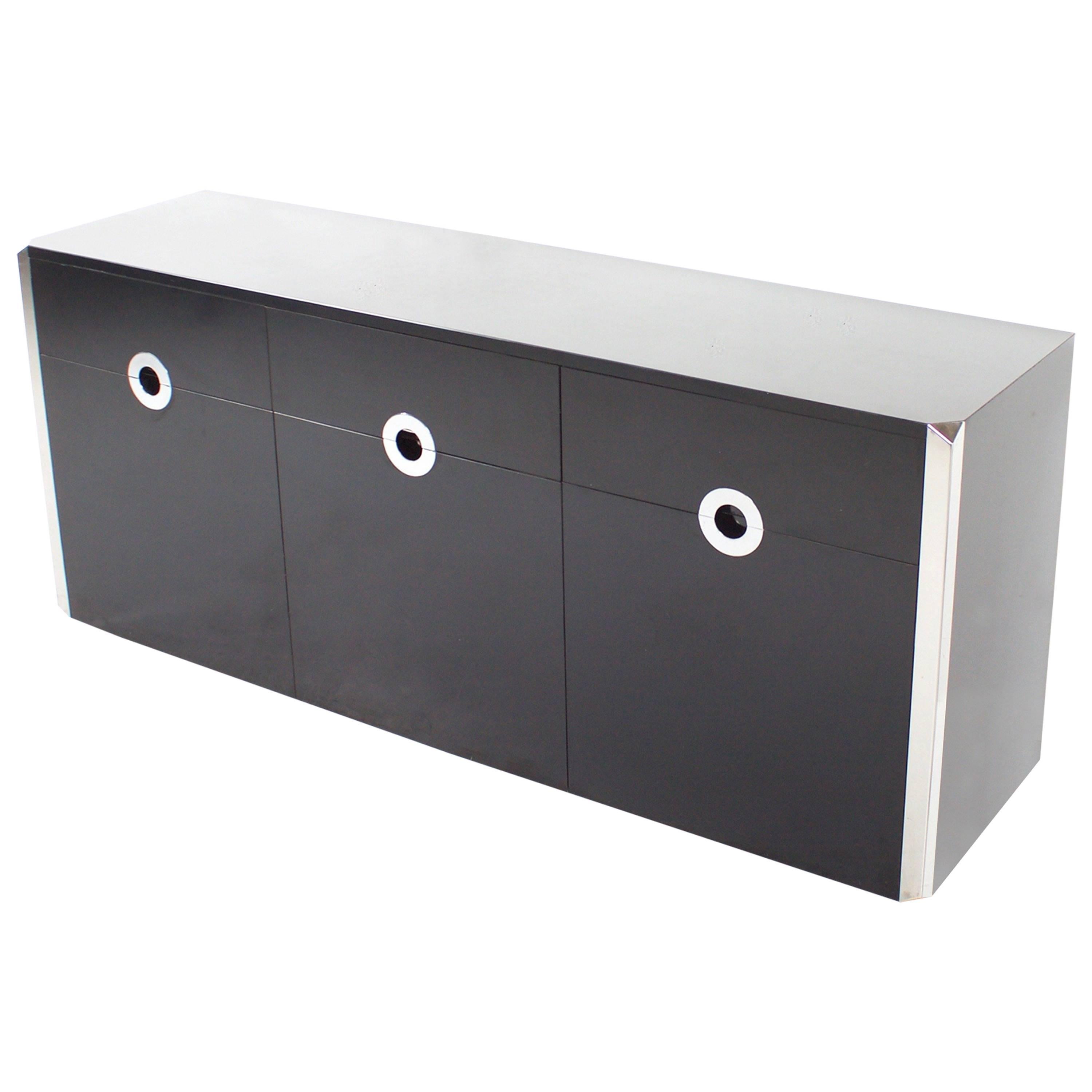 Black and Chrome Sideboard by Willy Rizzo for Mario Sabot, Italy, 1972