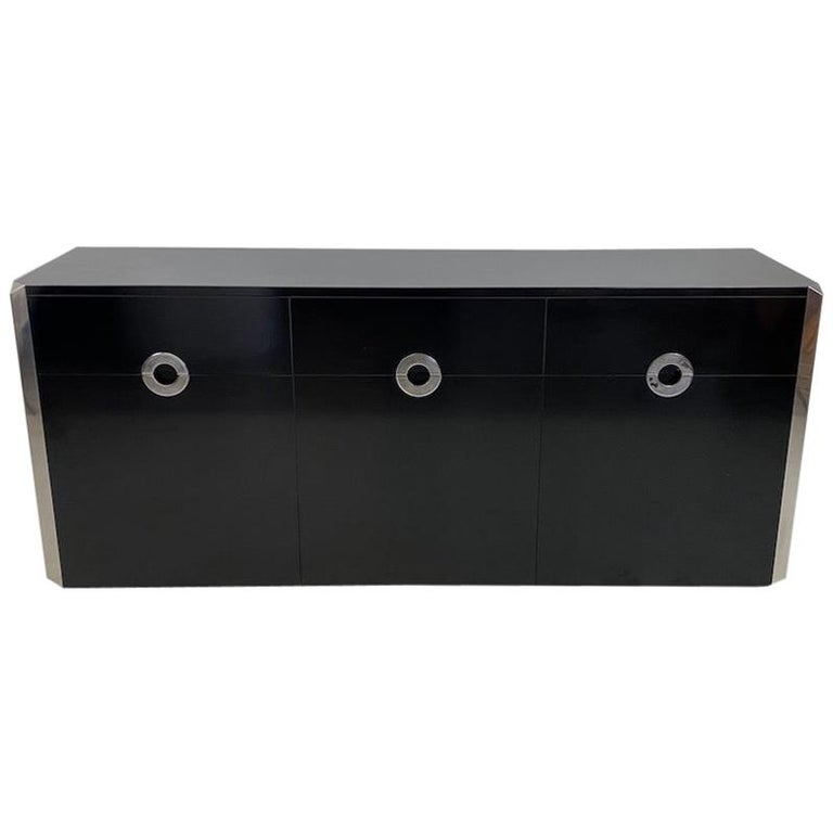 Black and Chrome Sideboard by Willy Rizzo for Mario Sabot, Italy, 1972 For Sale